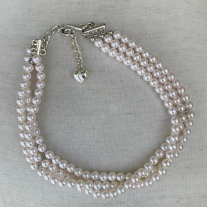 Carolee triple strand faux pearl choker necklace.